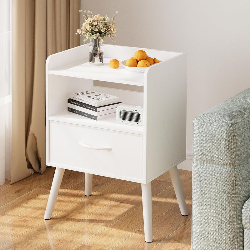 TU MESITA - Velador Mesa de Noche Clásica Ramón 1 cajón color Blanco TU MESITA