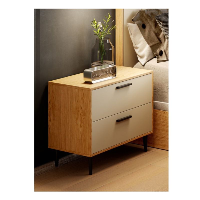 TU MESITA - Velador Mesa de Noche Moderno Acuarius HayaBlanco 2 cajones TU MESITA