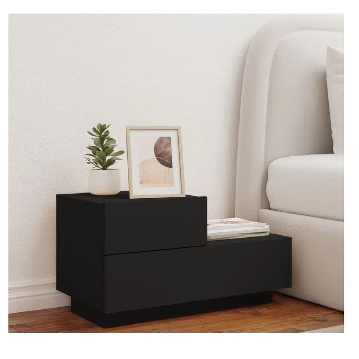 TU MESITA - Velador Multiusos Mirtha color Negro 2 cajones TU MESITA