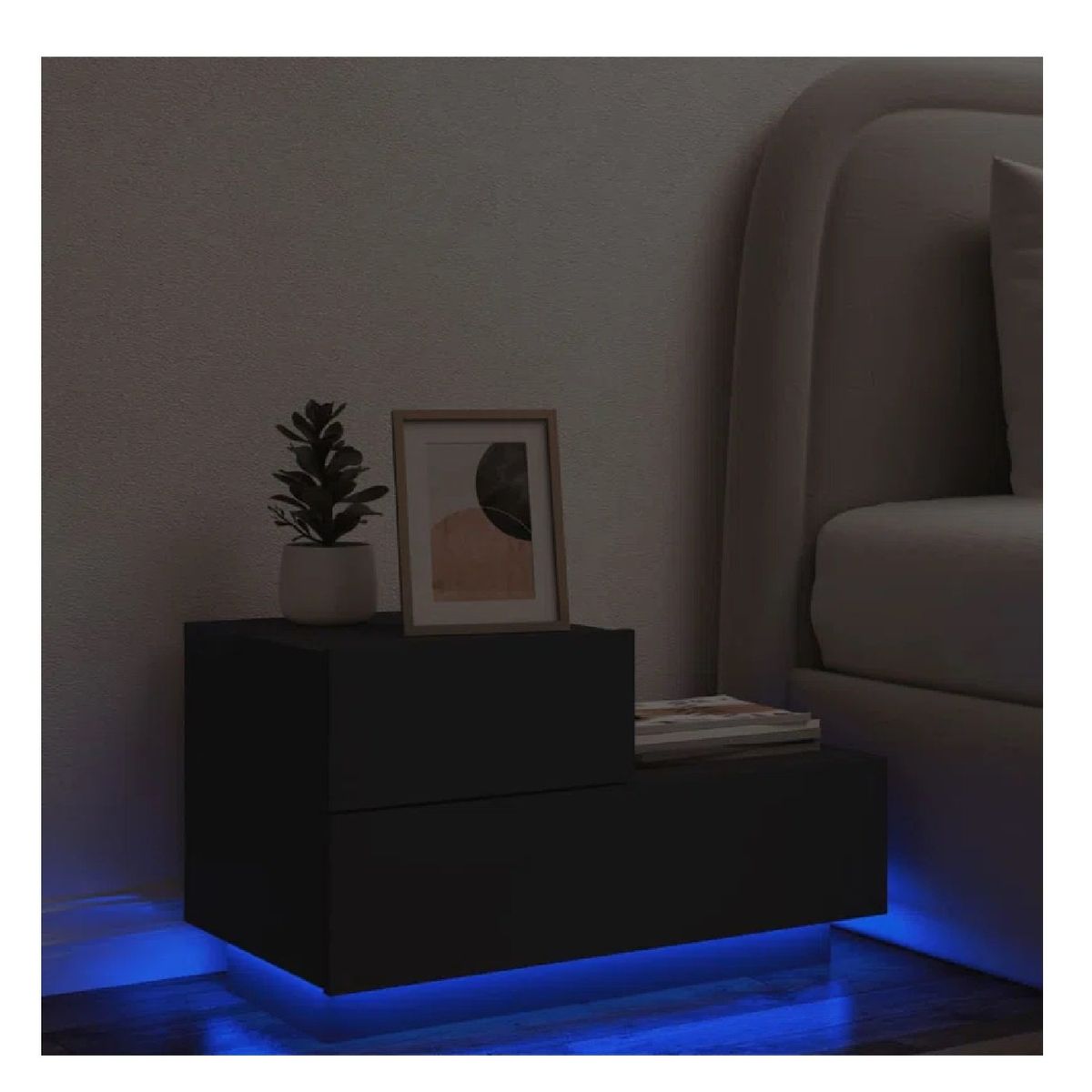 TU MESITA - Velador Multiusos Mirtha color Negro 2 cajones TU MESITA