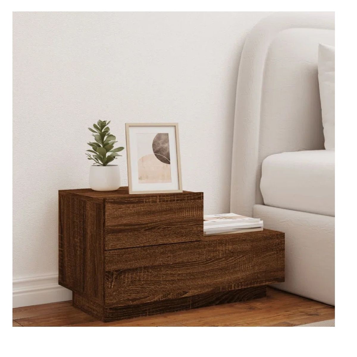 TU MESITA - Velador Multiusos Mirtha color Marrón 2 cajones TU MESITA