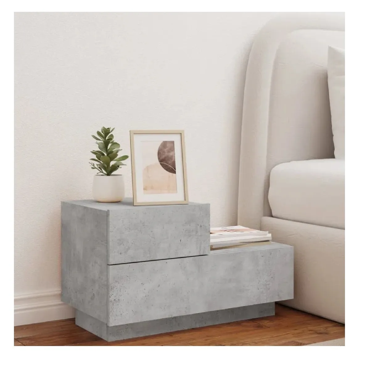 TU MESITA - Velador Multiusos Mirtha color Gris 2 cajones TU MESITA