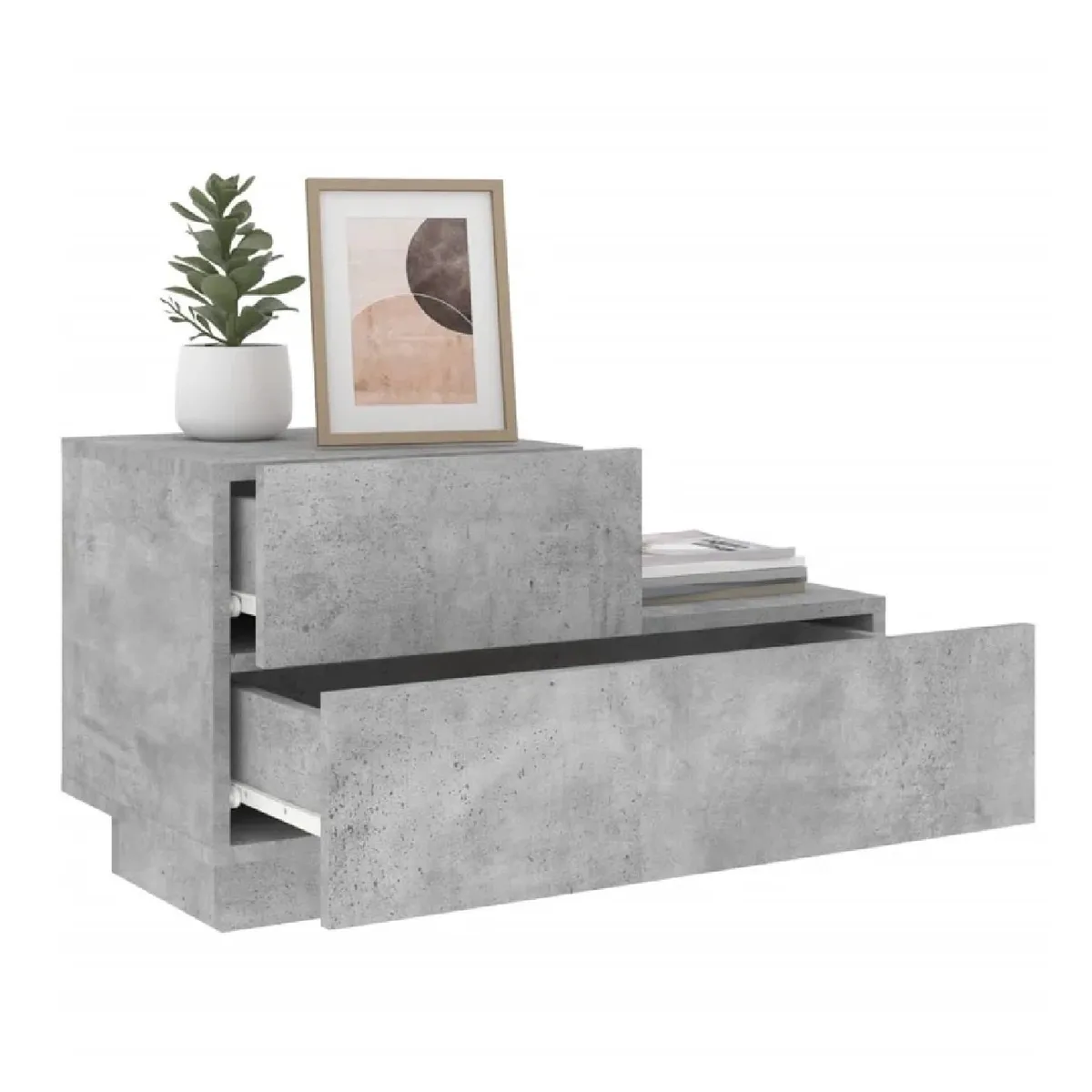 TU MESITA - Velador Multiusos Mirtha color Gris 2 cajones TU MESITA