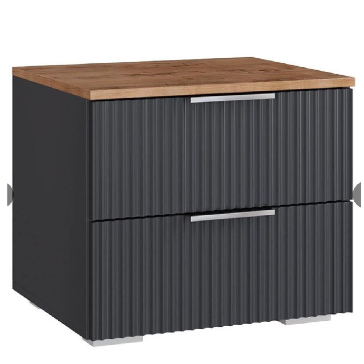 TU MESITA - Mesa de Noche Minimalista Fedra color Gris OscuroMarrón 2 cajones TU MESITA