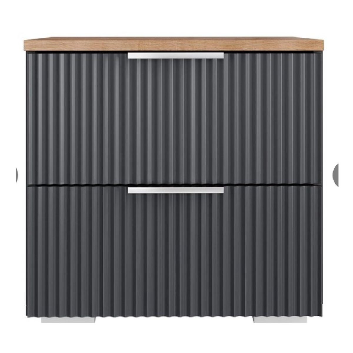 TU MESITA - Mesa de Noche Minimalista Fedra color Gris OscuroMarrón 2 cajones TU MESITA