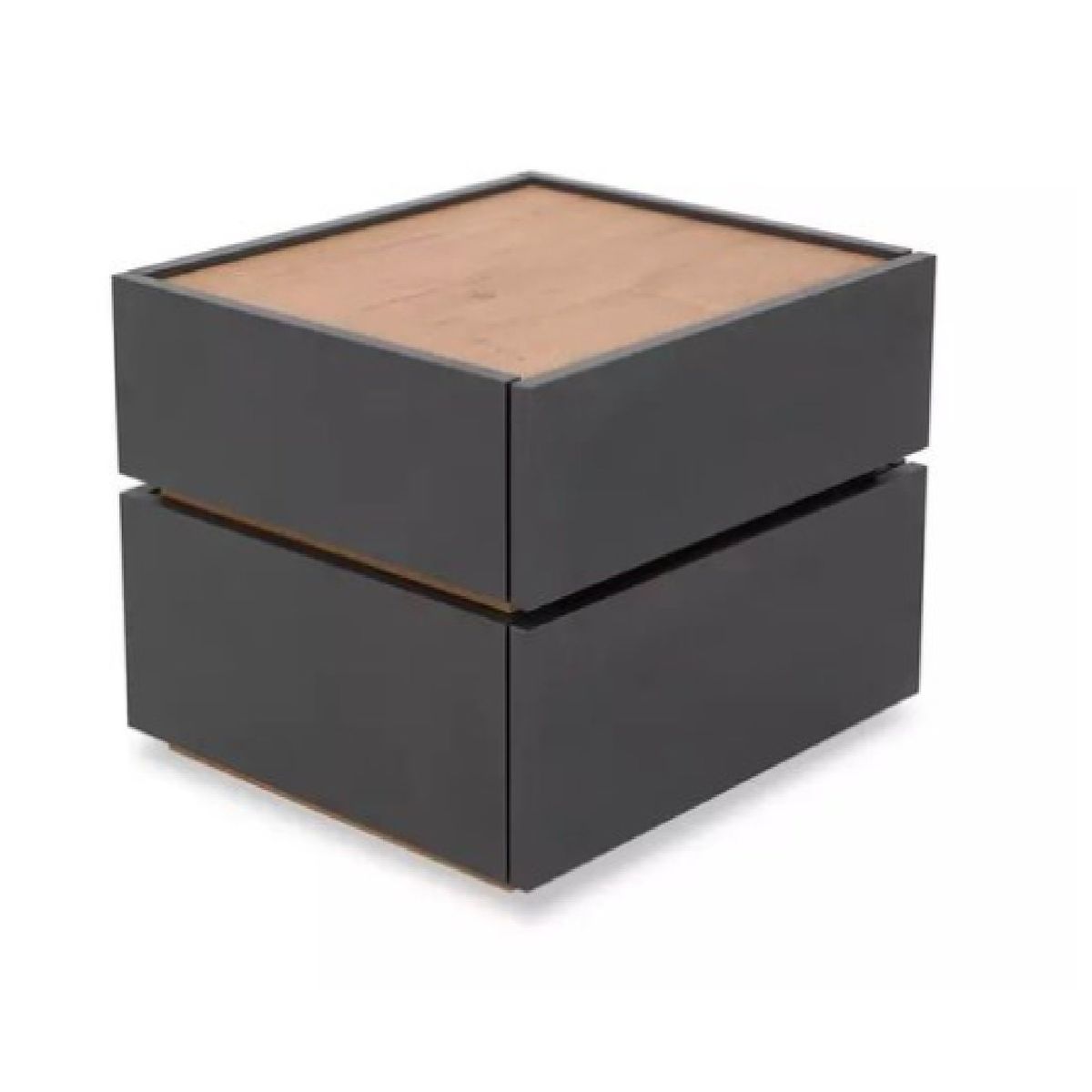 TU MESITA - Mesa de Noche Rafael Moderna Gris OscuroMarrón 2 cajones TU MESITA