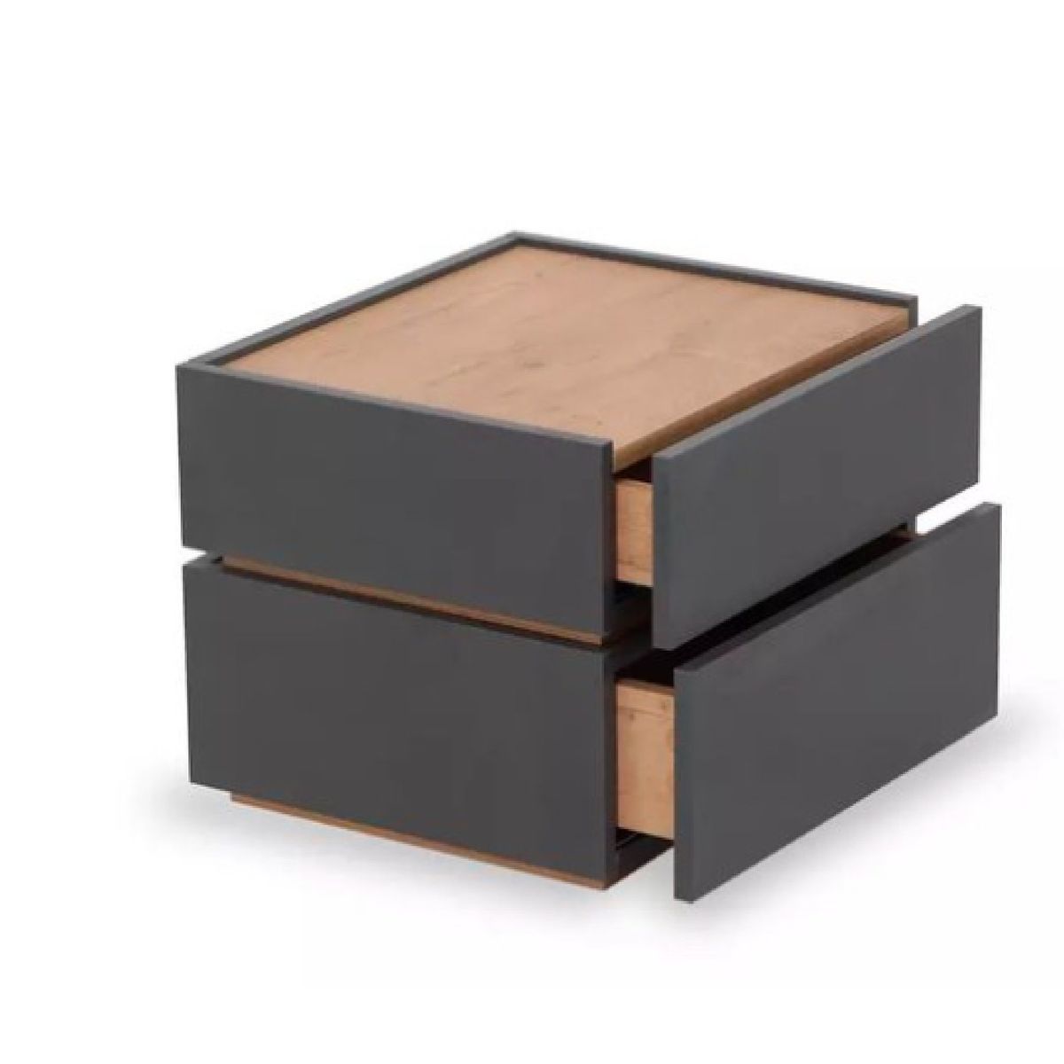 TU MESITA - Mesa de Noche Rafael Moderna Gris OscuroMarrón 2 cajones TU MESITA