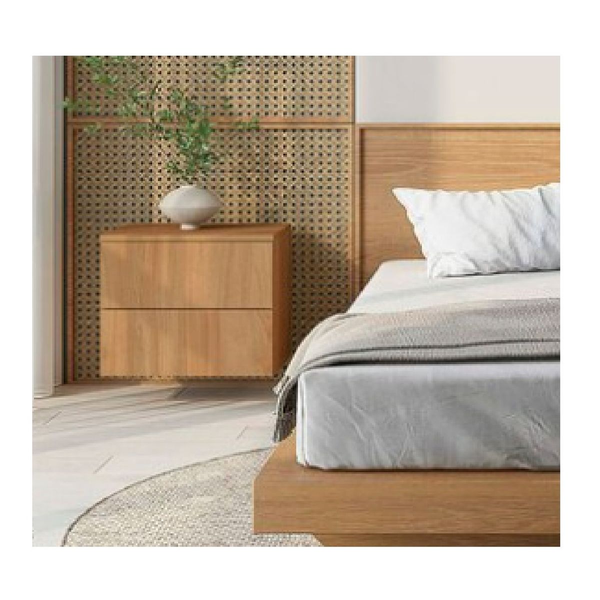 TU MESITA - Velador Flotante Margot color Haya 2 cajones TU MESITA