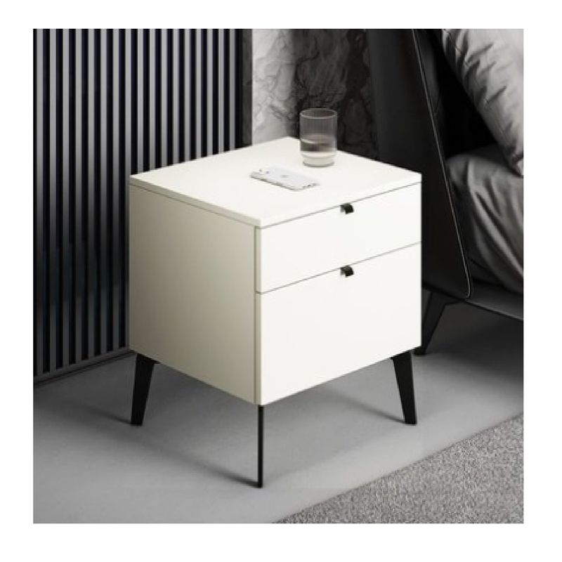 TU MESITA - Mesa de Noche Velador Minimalista Andrew Blanco 2 cajones TU MESITA