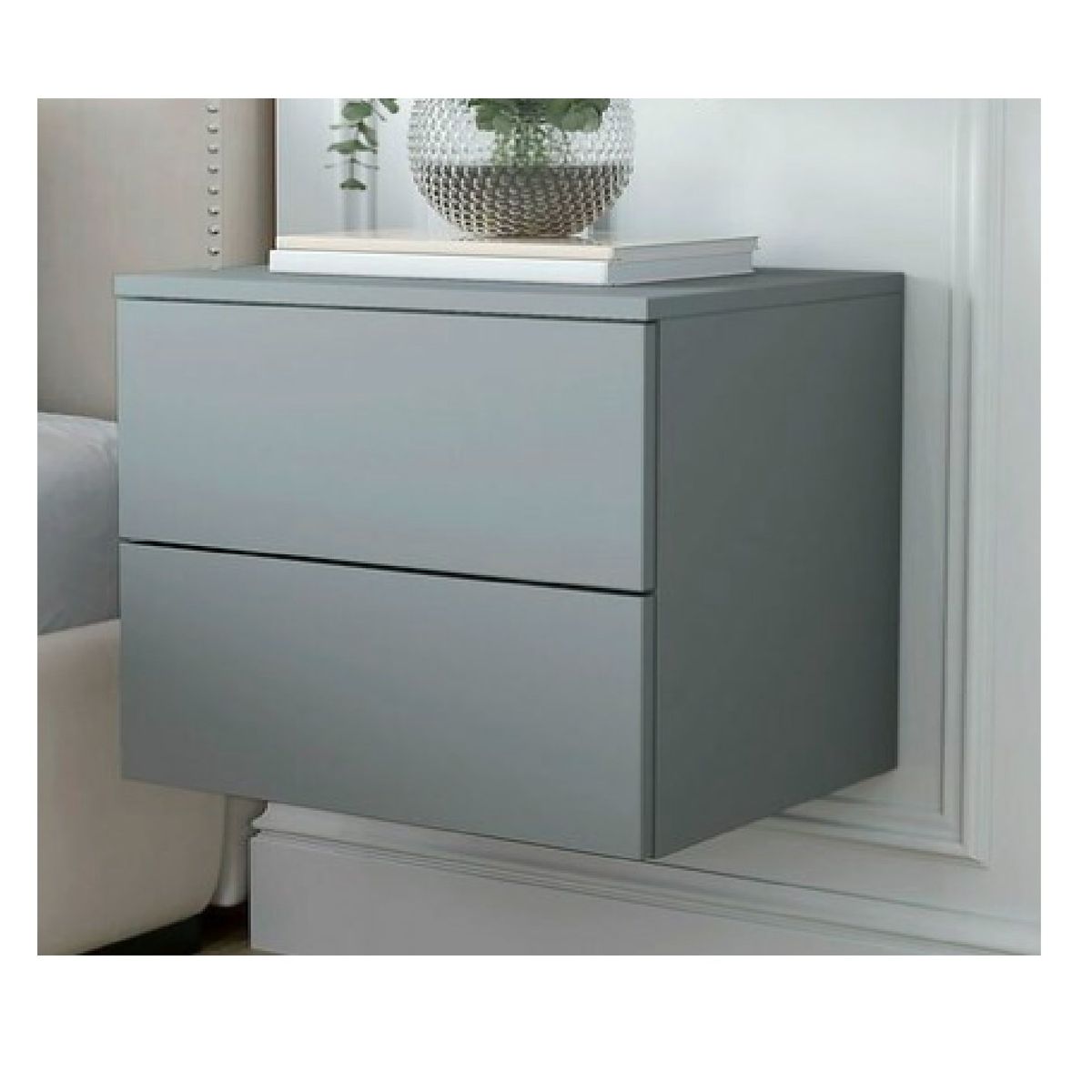 TU MESITA - Velador Flotante Margot color Gris Claro 2 cajones TU MESITA