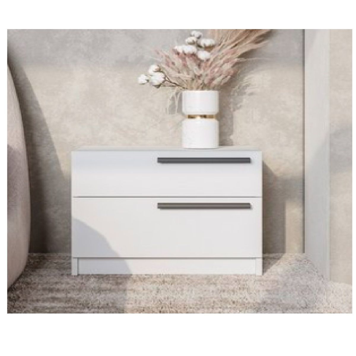 TU MESITA - Velador Mesa de Noche Melchor color Blanco 2 cajones TU MESITA