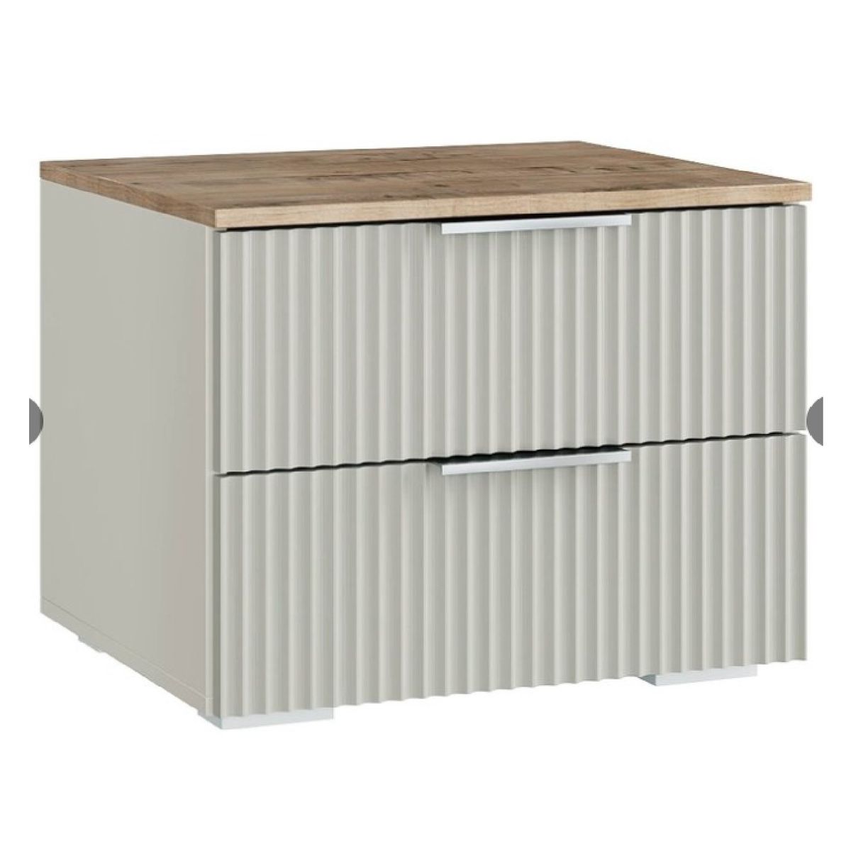 TU MESITA - Mesa de Noche Minimalista Fedra Gris ClaroMarrón 2 cajones TU MESITA