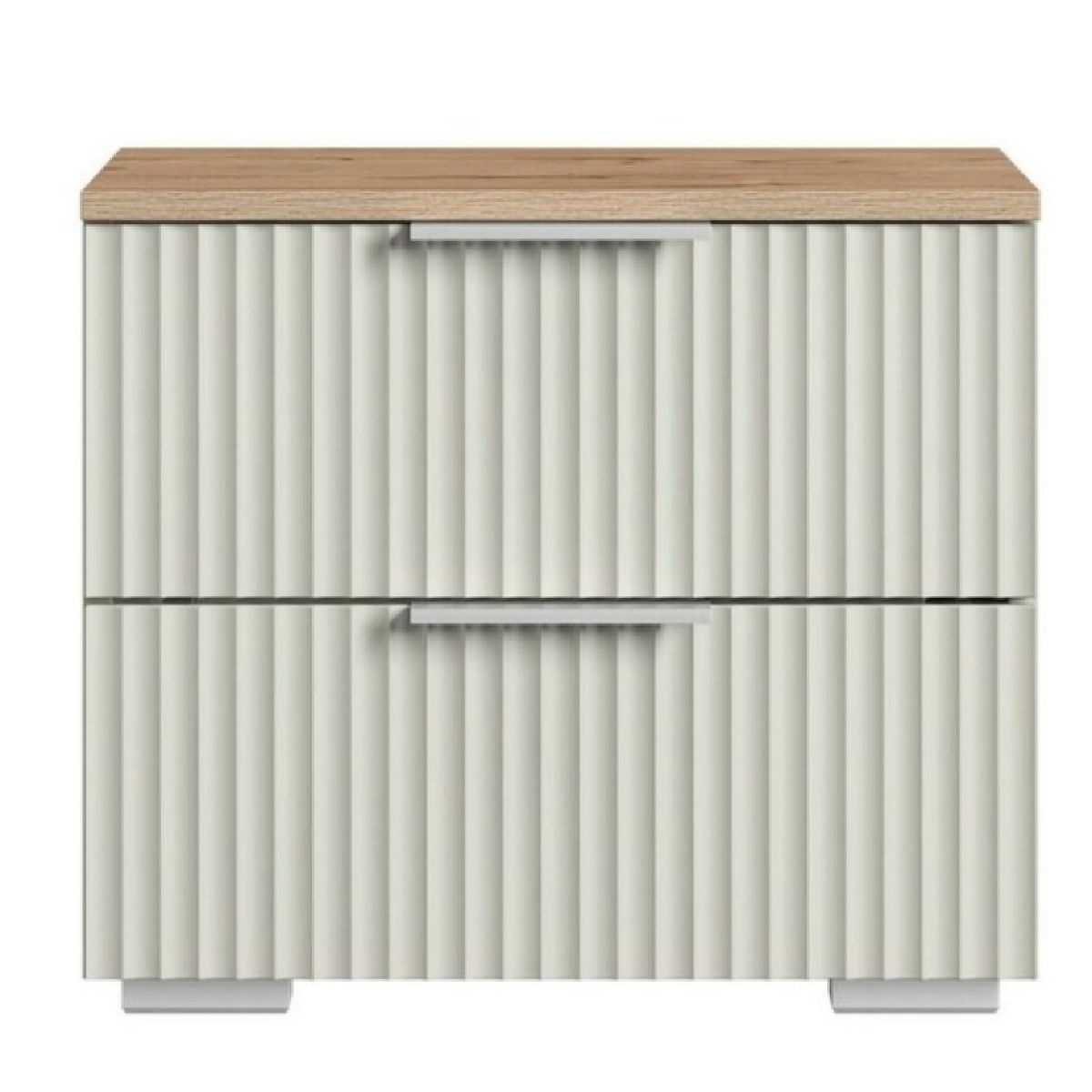 TU MESITA - Mesa de Noche Minimalista Fedra Gris ClaroMarrón 2 cajones TU MESITA