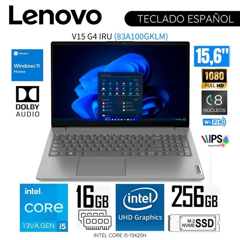 Notebook Lenovo V15 Intel Core I5-1235U: 16GB RAM, 512GB SSD, 15,6'' FHD, Windows 11 E 3 Anni Di Garanzia - Perfetto Per Lavoro E Studio
