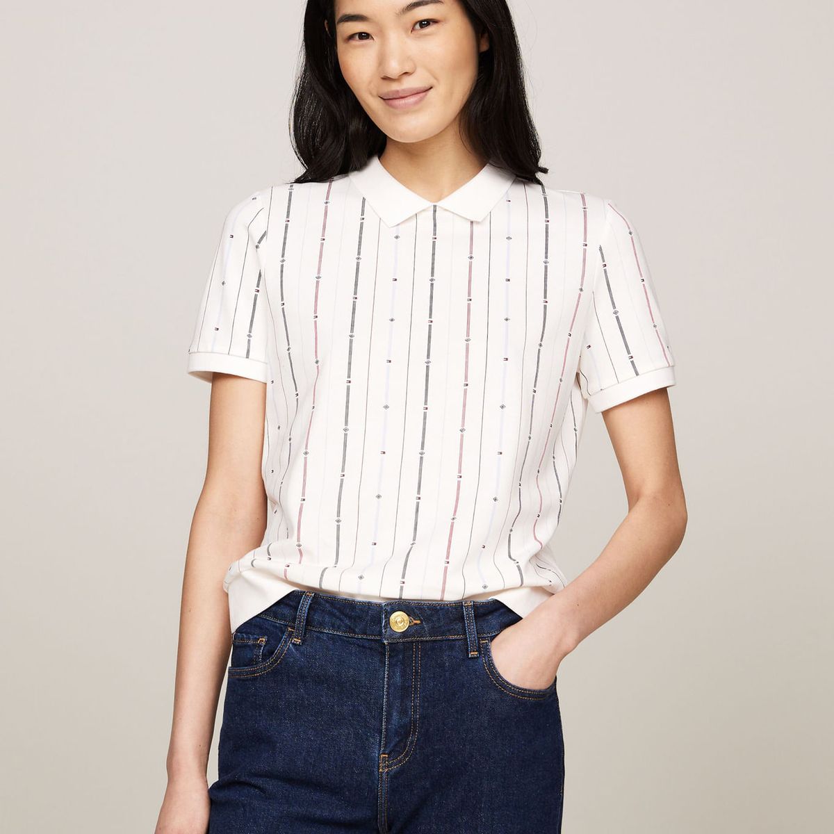 TOMMY HILFIGER - POLO REG FLAG STRIPE C-NK POLO SS TH