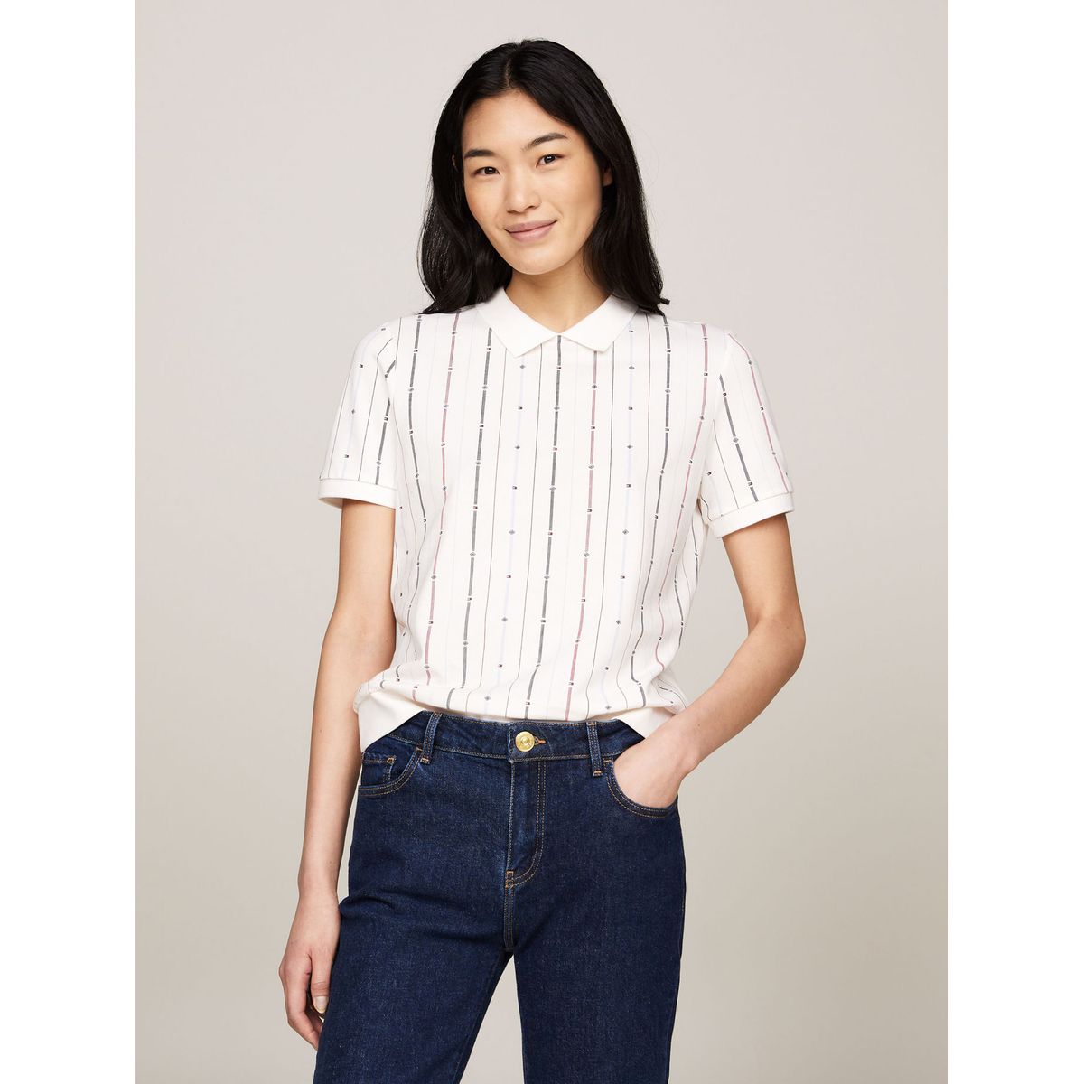 TOMMY HILFIGER - POLO REG FLAG STRIPE C-NK POLO SS TH