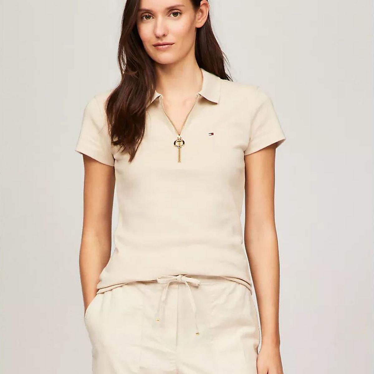 TOMMY HILFIGER - POLO W MANGO SLIM ZIP POLO TH