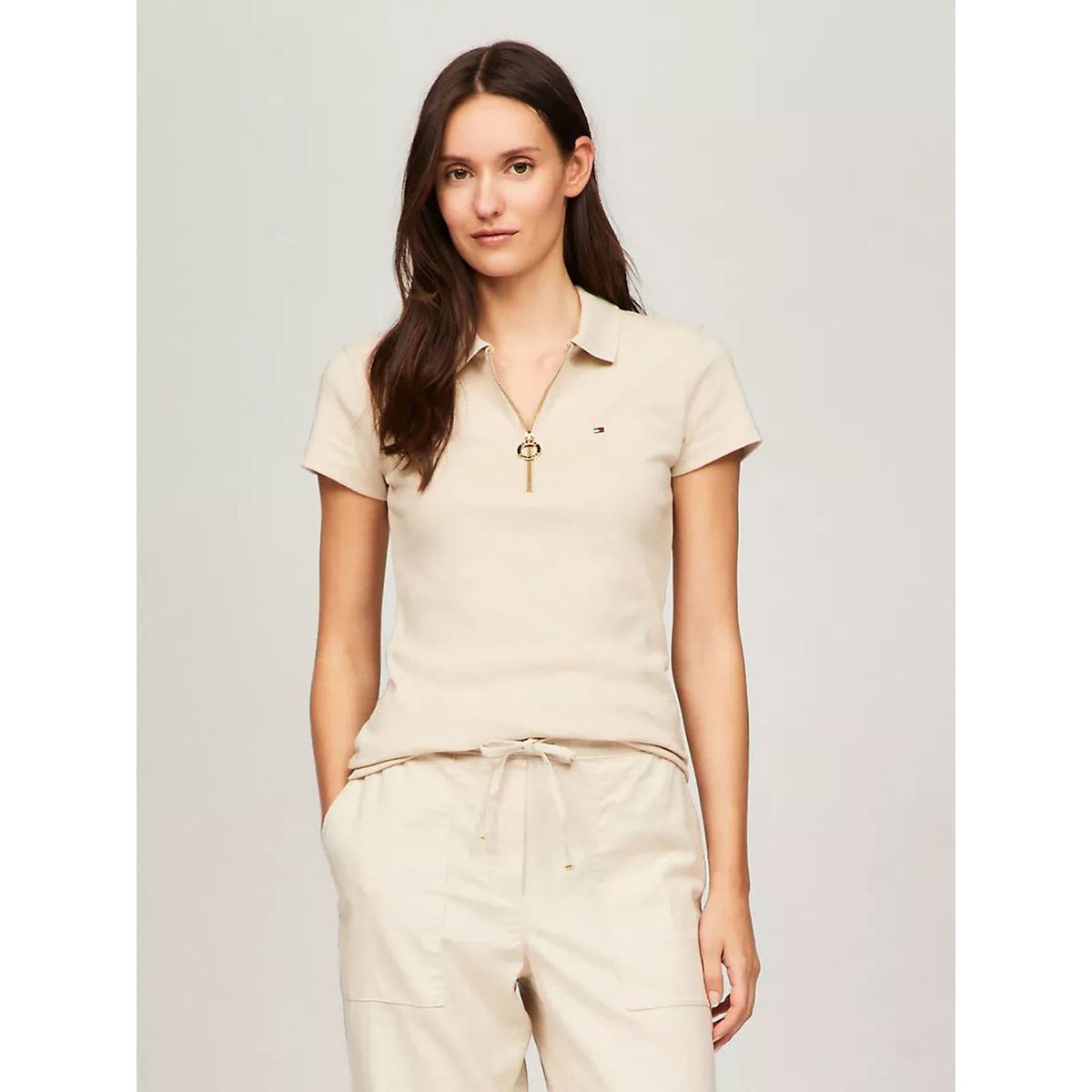 TOMMY HILFIGER - POLO W MANGO SLIM ZIP POLO TH