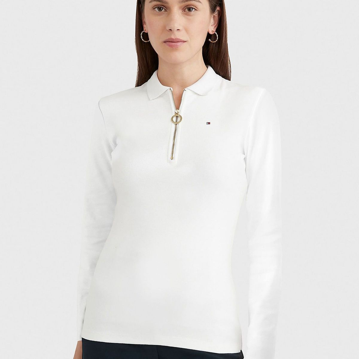 TOMMY HILFIGER - POLO W LS MANGO ZIP POLO TH