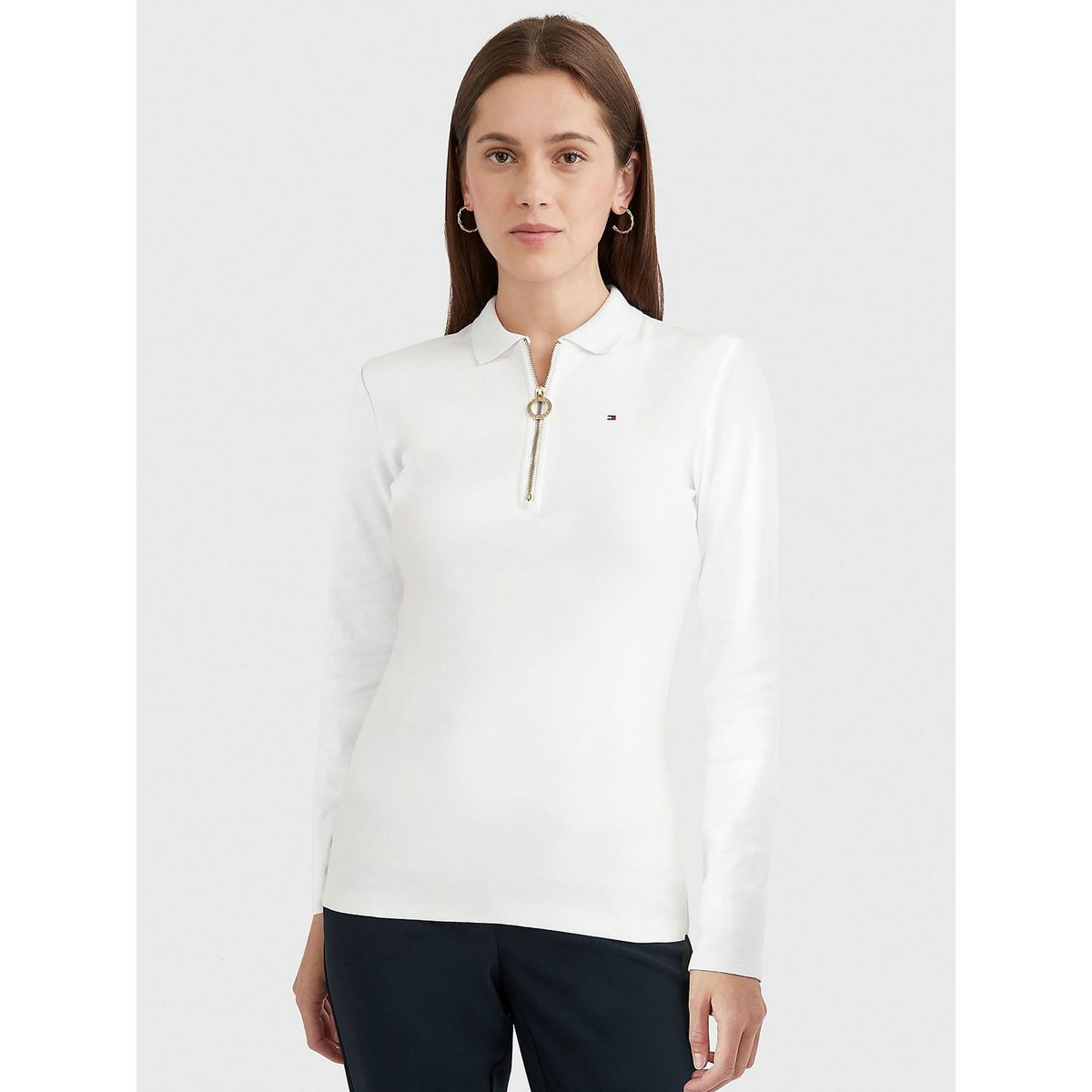 TOMMY HILFIGER - POLO W LS MANGO ZIP POLO TH