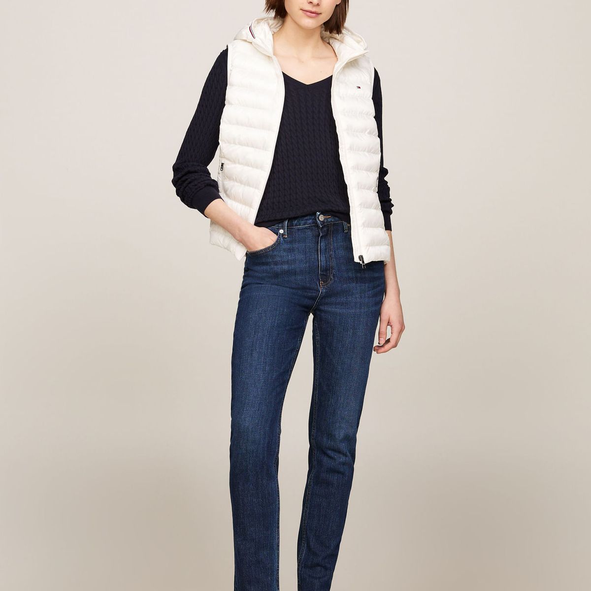 TOMMY HILFIGER - CHALECO LW PADDED GLOBAL STRIPE VEST