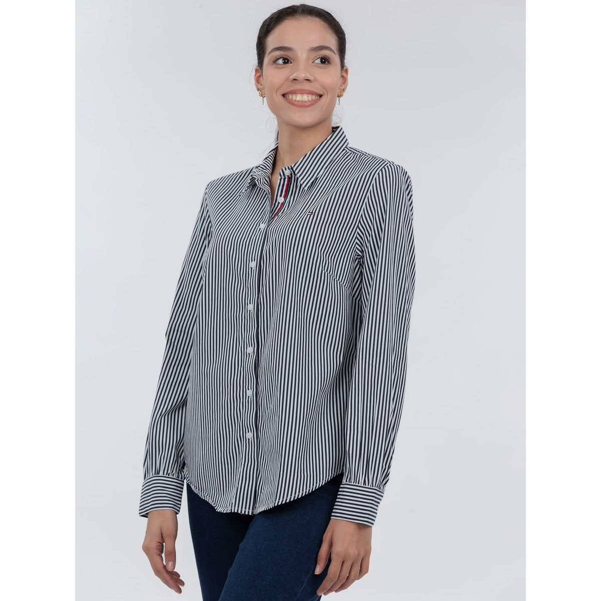 TOMMY HILFIGER - BLUSA LIC W STRIPE STRETCH POPLIN RE TH