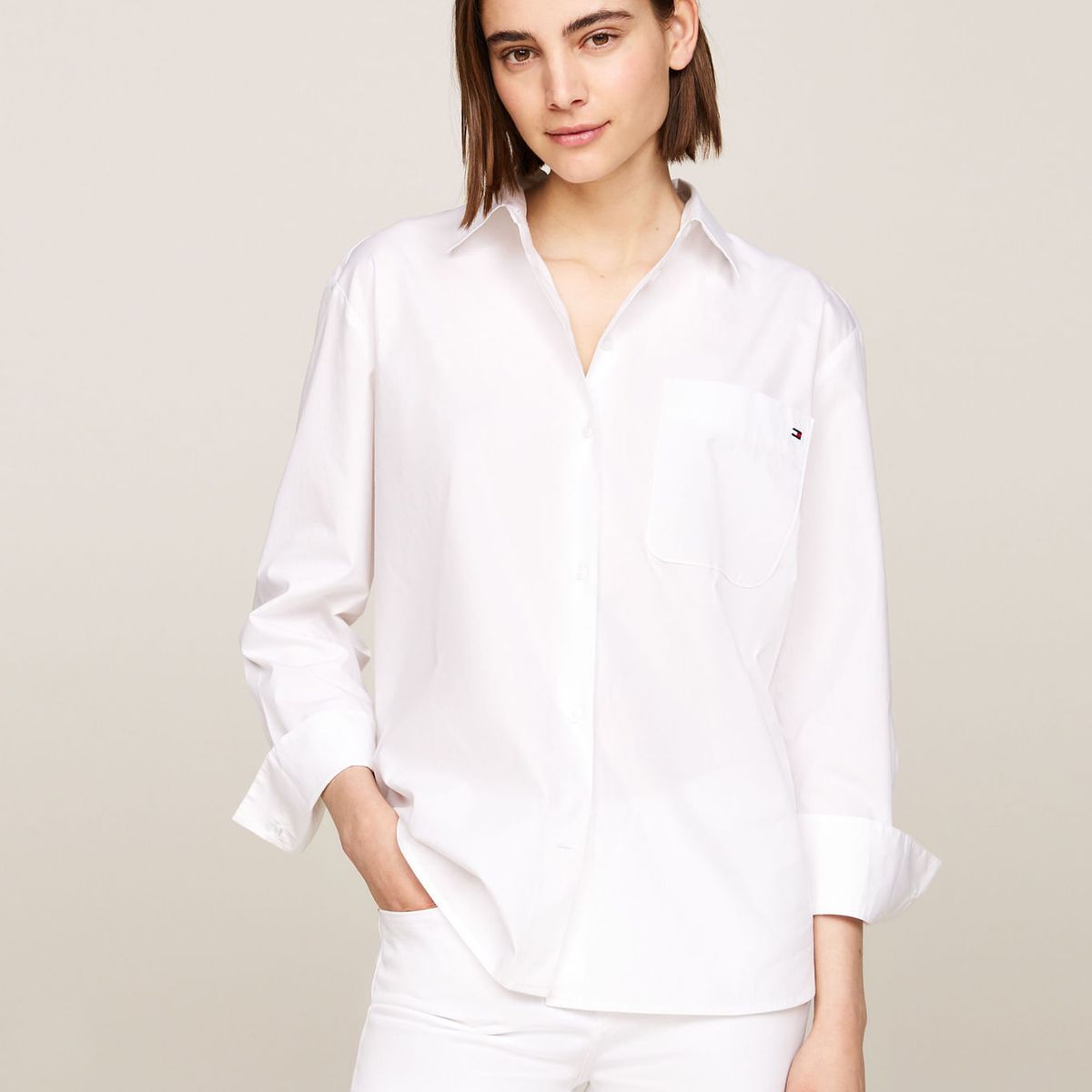 TOMMY HILFIGER - BLUSA SOLID COTTON EASY FIT SHIRT TH