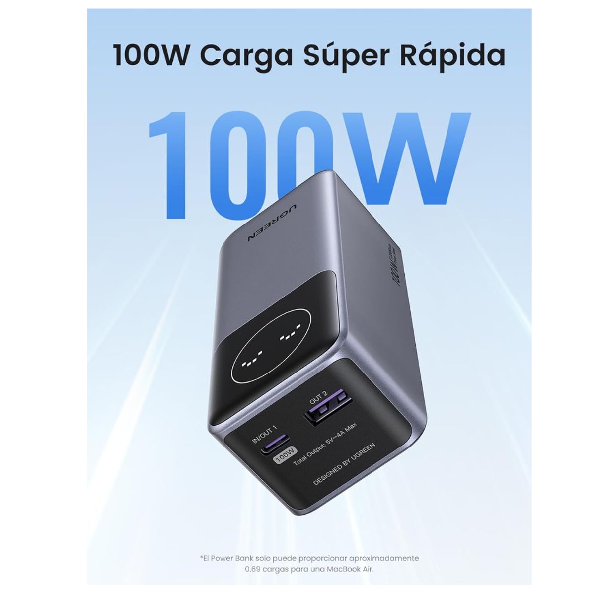 UGREEN - Ugreen Power Bank 12000mAh 100W Carga Rapida Laptop Celular