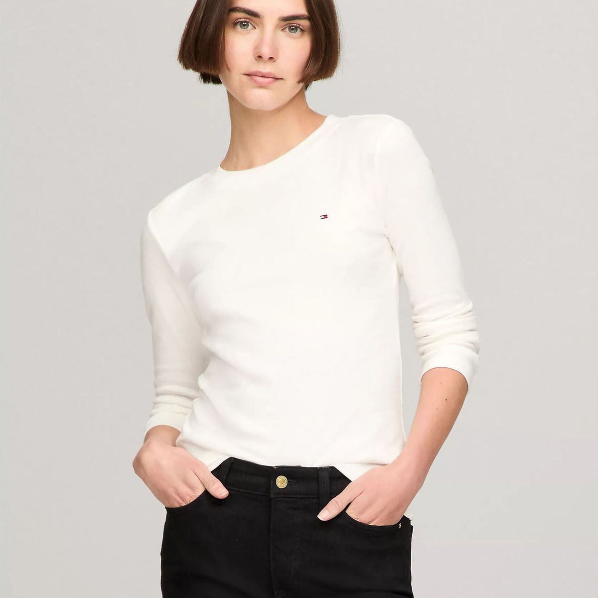 TOMMY HILFIGER - CAMISETA W SLIM NEW C- NK LS FAVE TEE