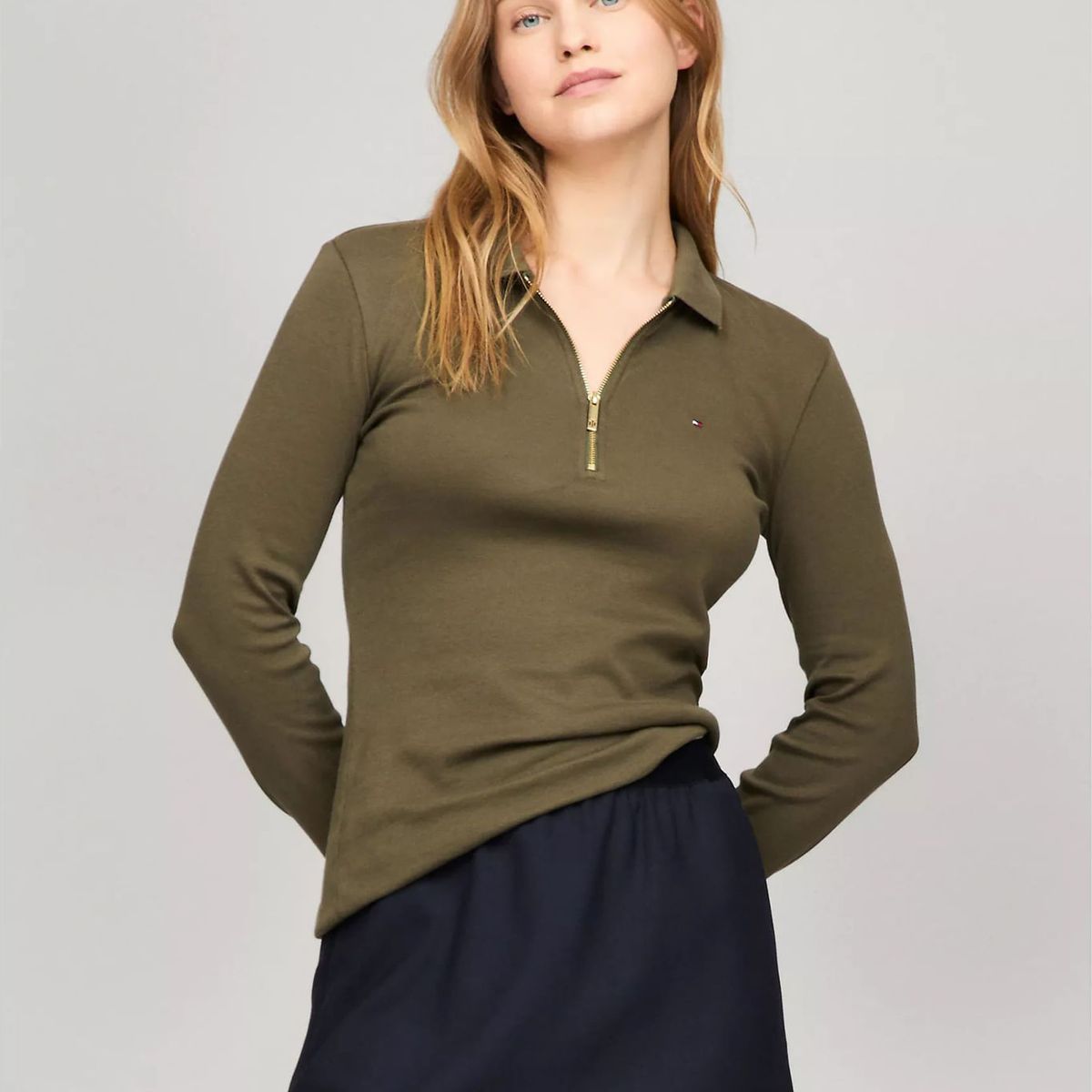 TOMMY HILFIGER - POLO W L/S MANGO ZIP POLO