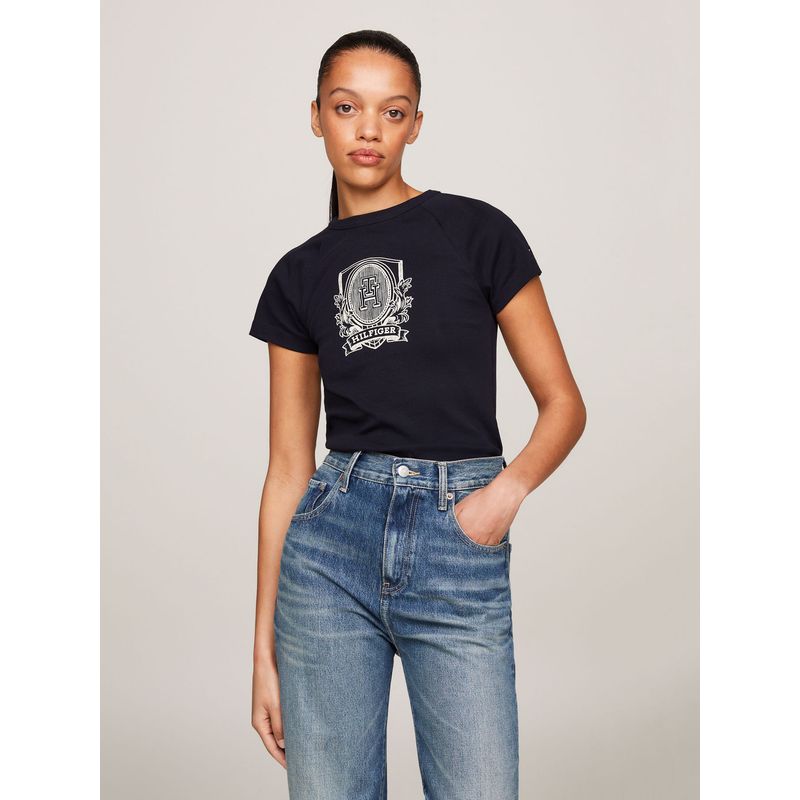 TOMMY HILFIGER - CAMISETA M/C SLIM RAGLAN CREST C-NK SS