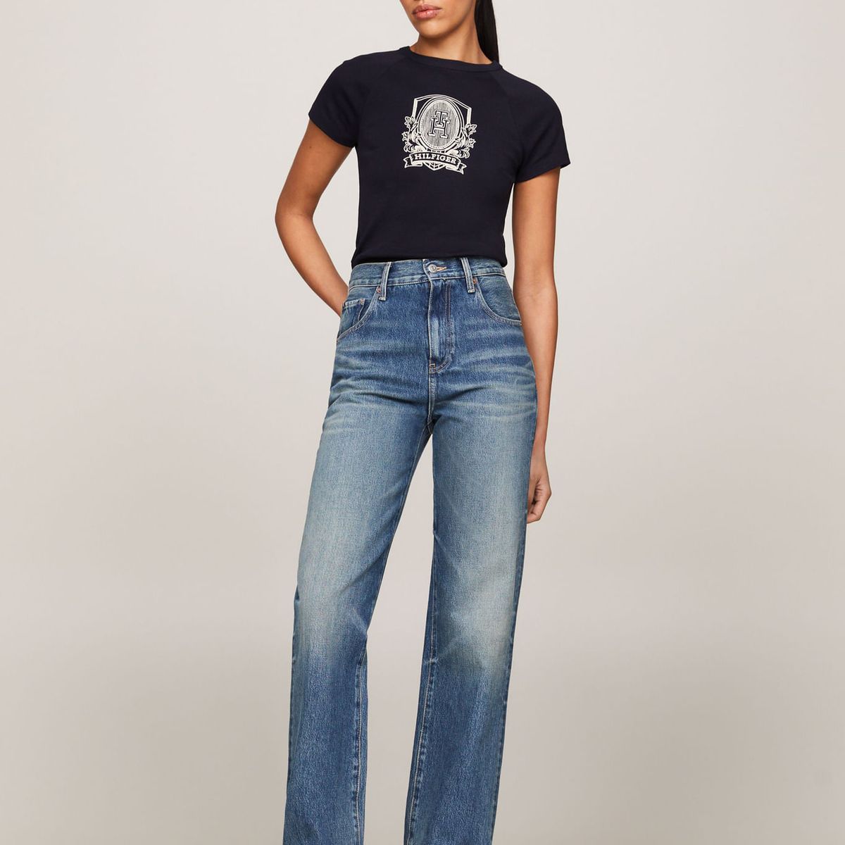 TOMMY HILFIGER - CAMISETA M/C SLIM RAGLAN CREST C-NK SS