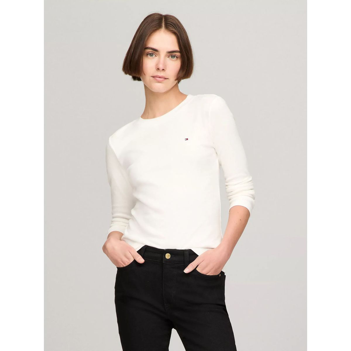 TOMMY HILFIGER - CAMISETA W SLIM NEW C- NK LS FAVE TEE