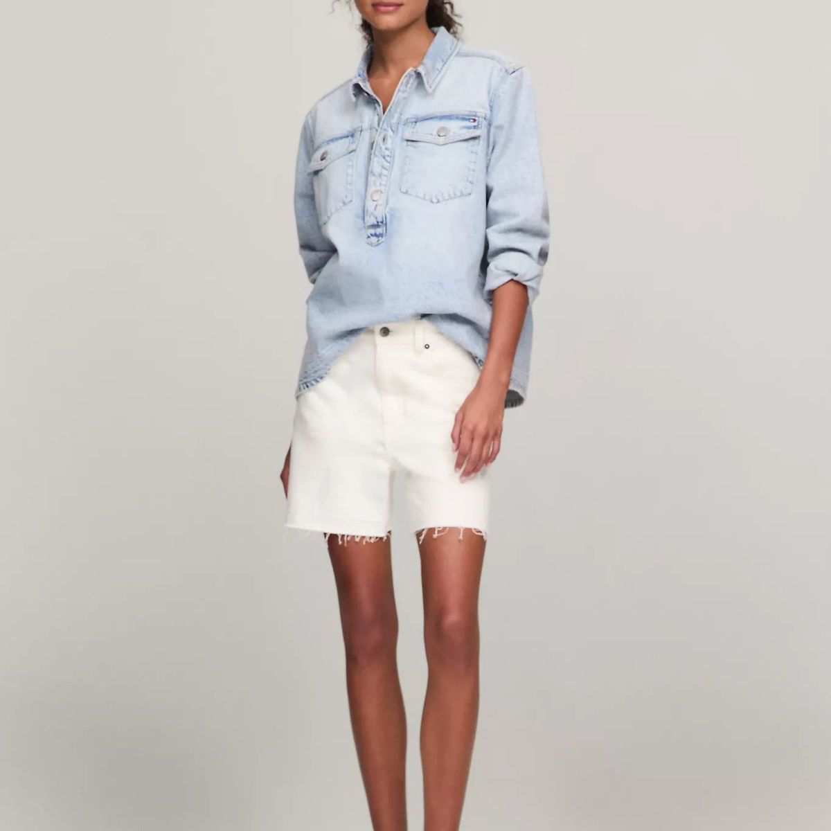 TOMMY HILFIGER - BLUSA W DNM LS RELAXED POPOVER SHIRT