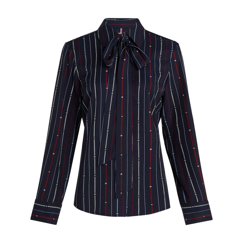 TOMMY HILFIGER - BLUSA FOULARD STP TIE NECK REG SHIRT TH