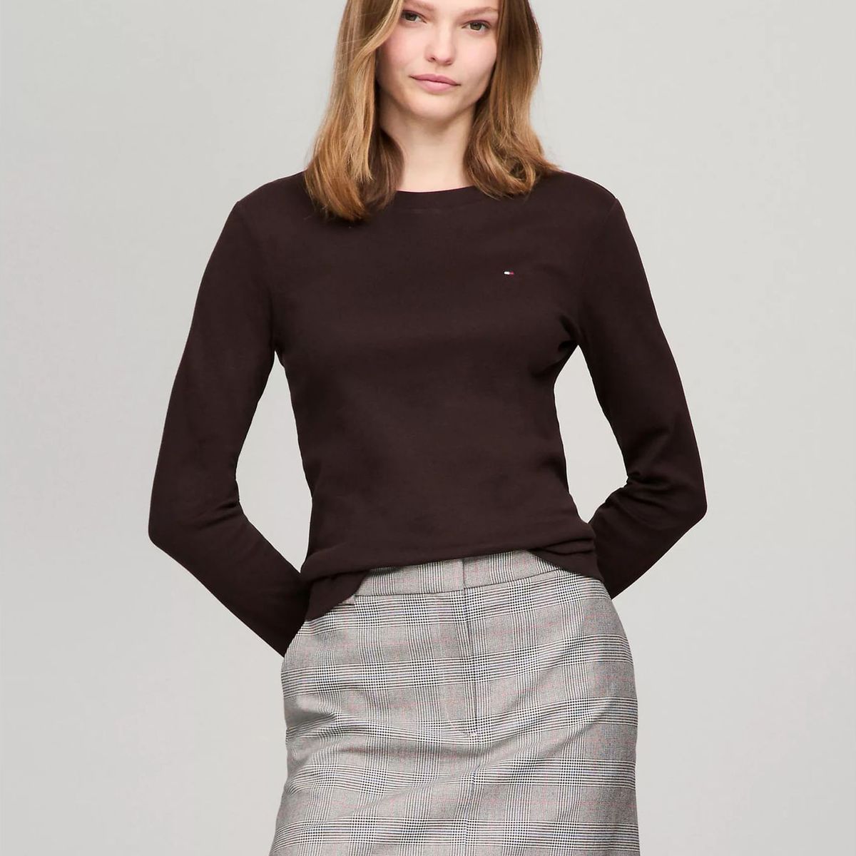 TOMMY HILFIGER - CAMISETA W SLIM NEW C- NK LS FAVE TEE