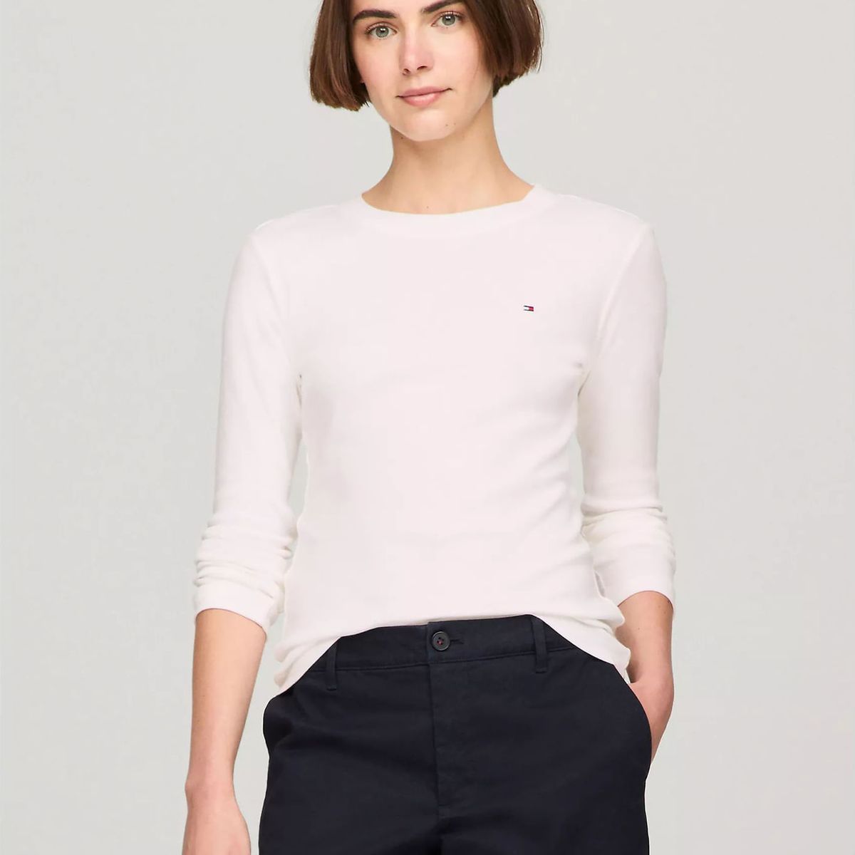 TOMMY HILFIGER - CAMISETA W SLIM NEW C- NK LS FAVE TEE