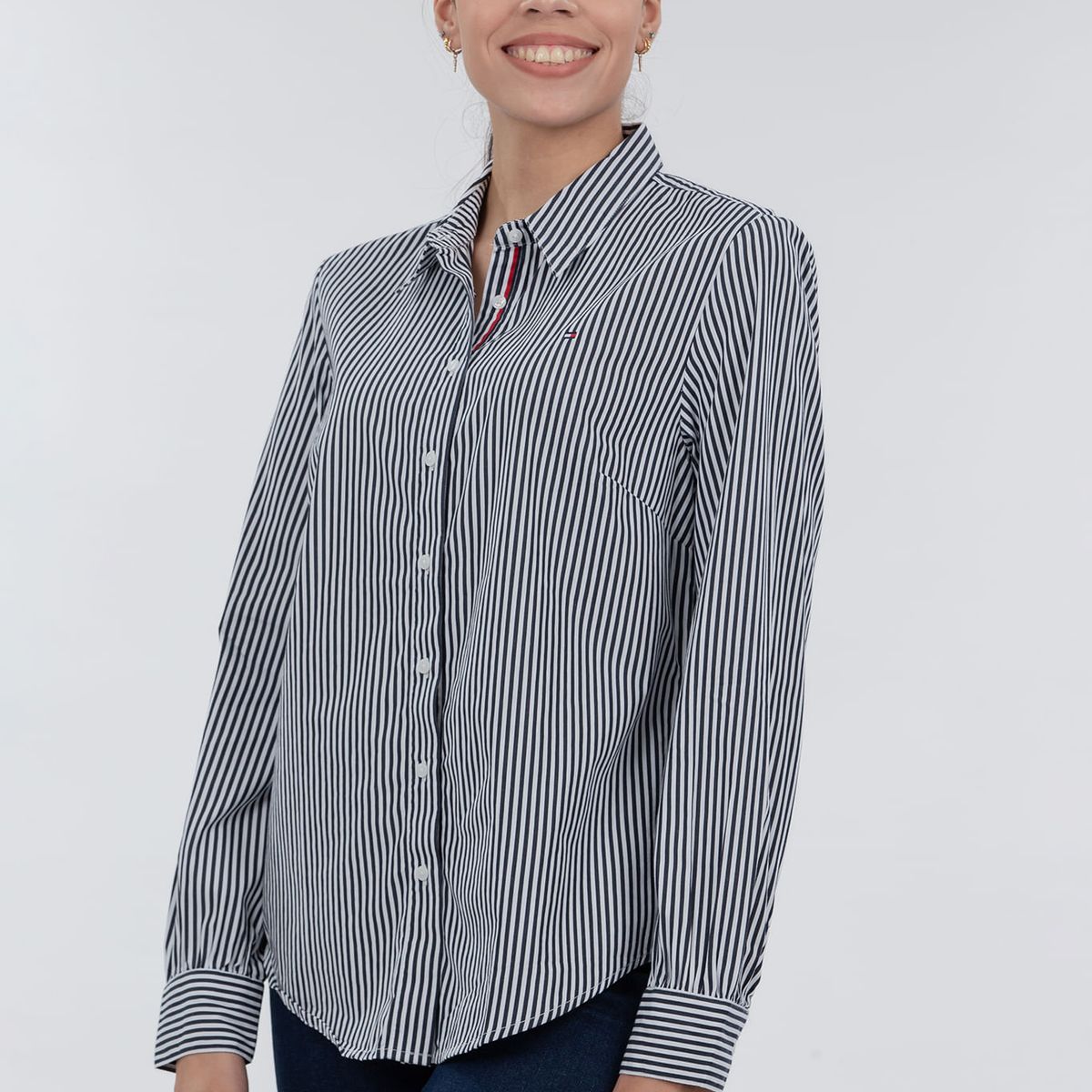 TOMMY HILFIGER - BLUSA LIC W STRIPE STRETCH POPLIN RE TH