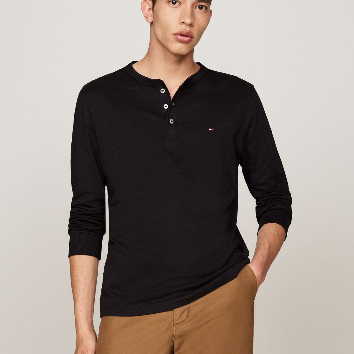 TOMMY HILFIGER - CAMISETA M/L SLUB HENLEY LS TEE TH