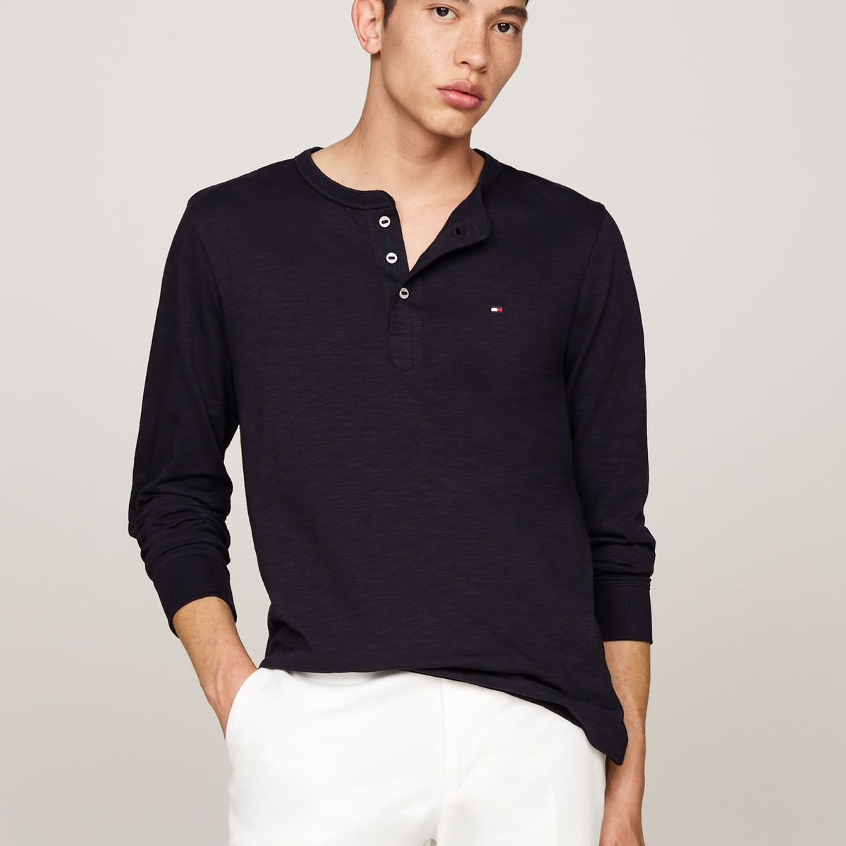 TOMMY HILFIGER - CAMISETA M/L SLUB HENLEY LS TEE TH