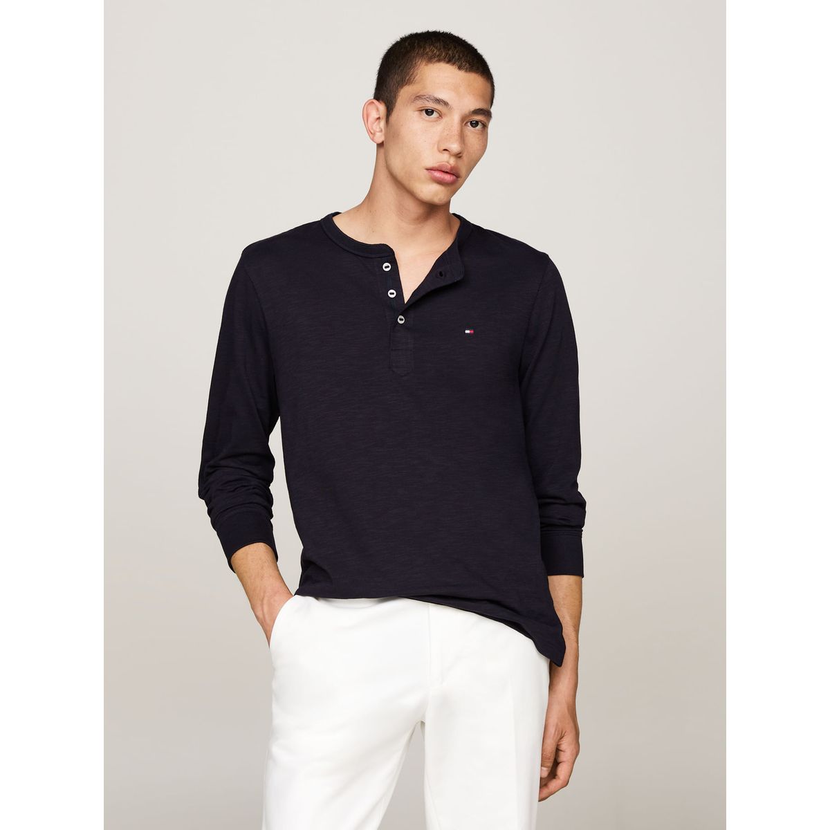 TOMMY HILFIGER - CAMISETA M/L SLUB HENLEY LS TEE TH