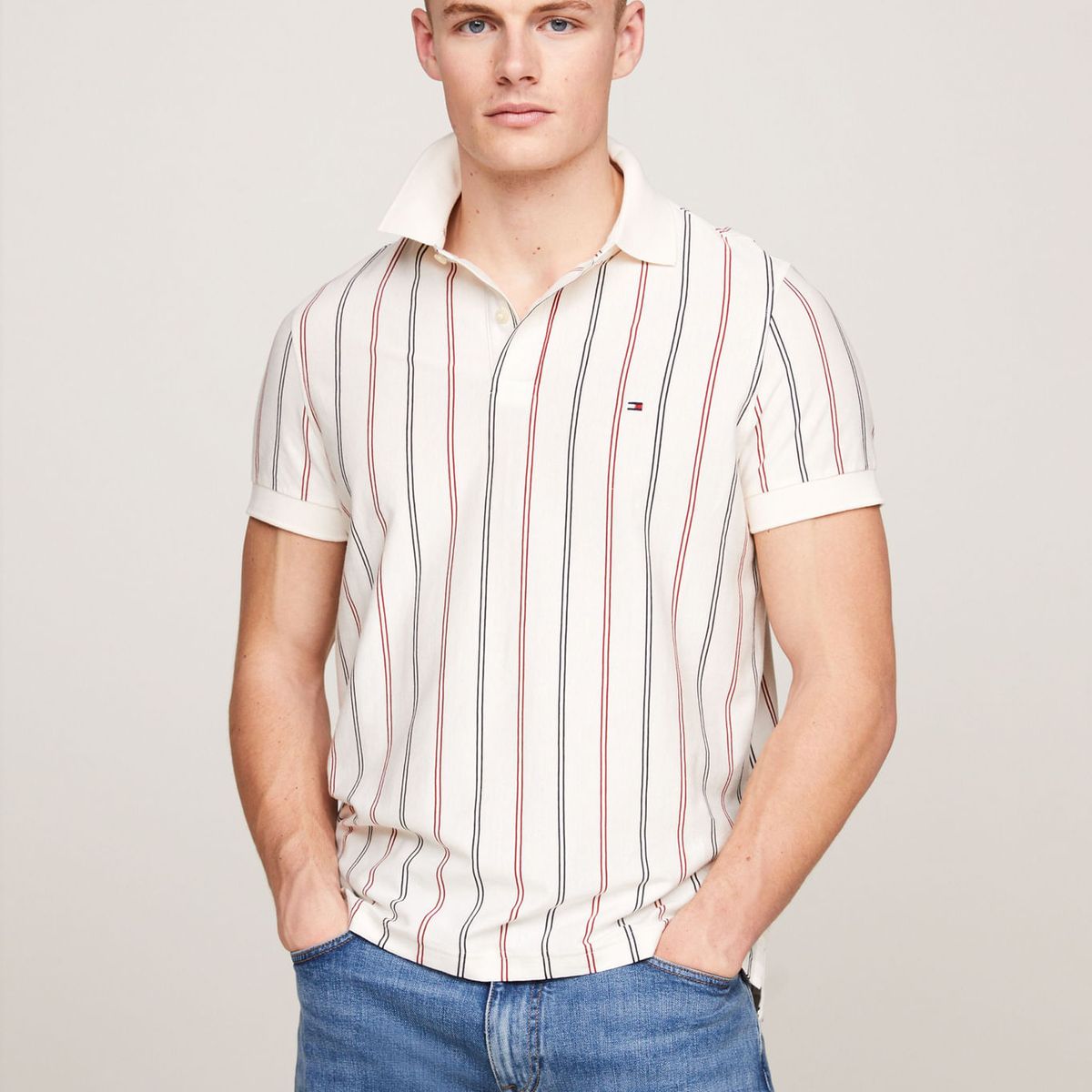 TOMMY HILFIGER - POLO M/C VERTICAL STRIPE REG POLO TH