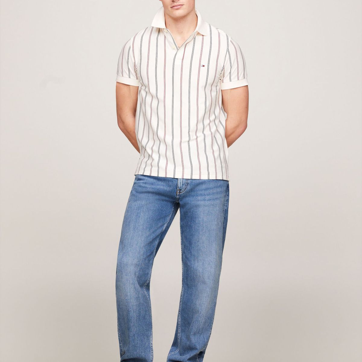 TOMMY HILFIGER - POLO M/C VERTICAL STRIPE REG POLO TH