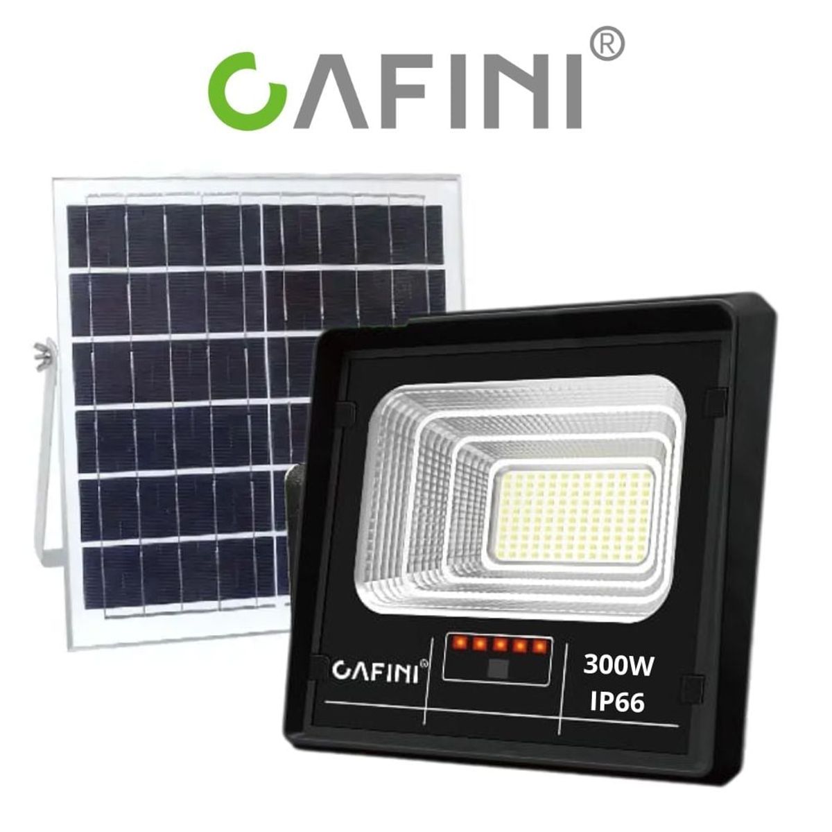 CAFINI - Lampara Reflector Led Recargable con Panel Solar CAFINI Luz De 300W
