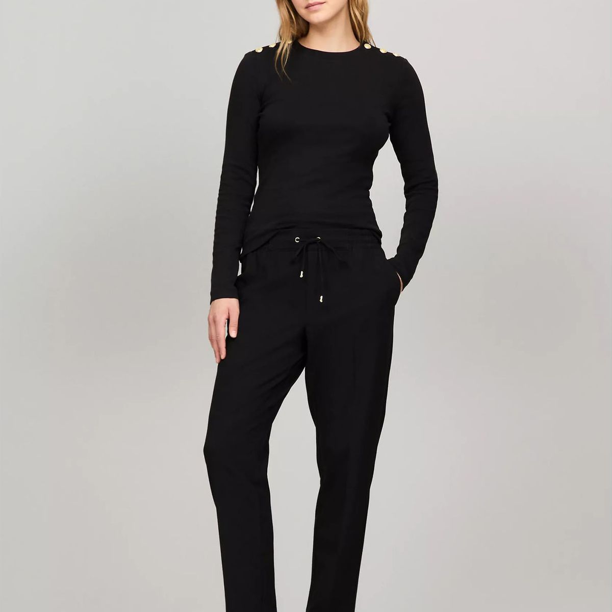 TOMMY HILFIGER - CAMISETA W SLIM LS BTTN SHOULDER TEE