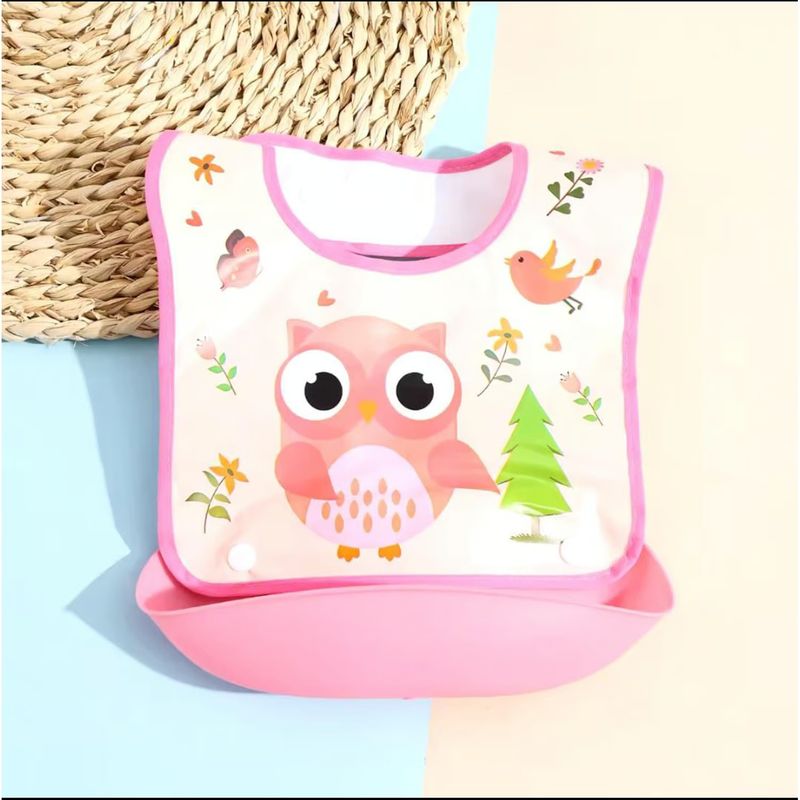 GENERICO - Babero silicona bebé impermeable - Rosado -Generico