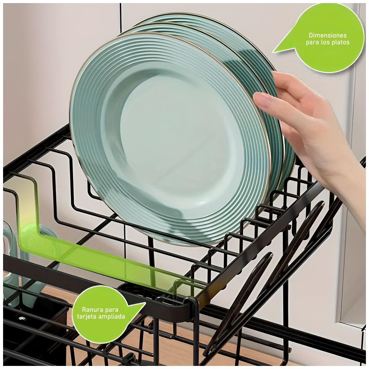 GENERICO - Estante de secado de platos de 2 niveles con bandeja