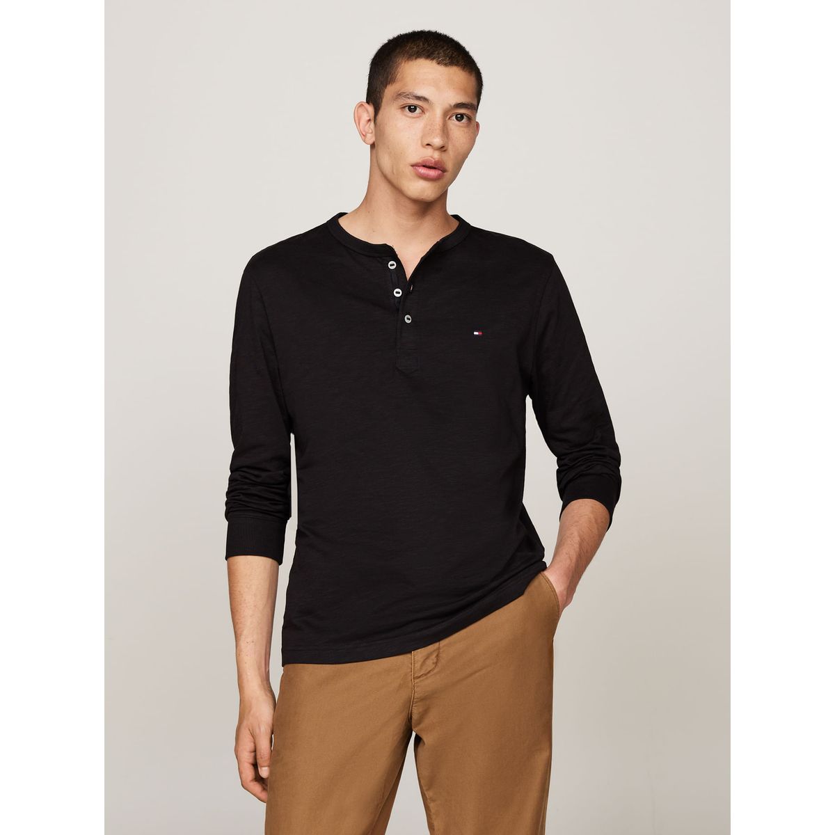 TOMMY HILFIGER - CAMISETA M/L SLUB HENLEY LS TEE TH