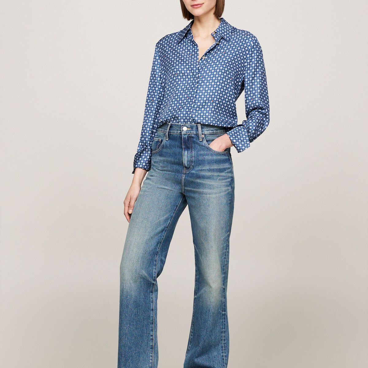 TOMMY HILFIGER - BLUSA FOULARD REGULAR SHIRT TH