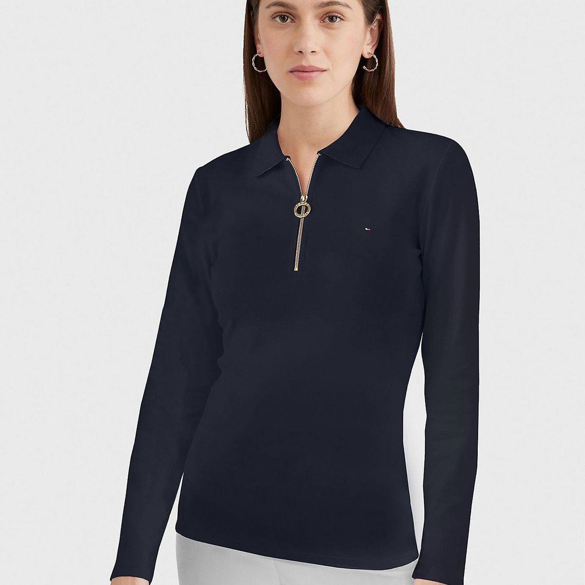 TOMMY HILFIGER - POLO W LS MANGO ZIP POLO TH